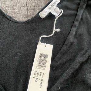 BNWT James Perse fitted deep V black dress.